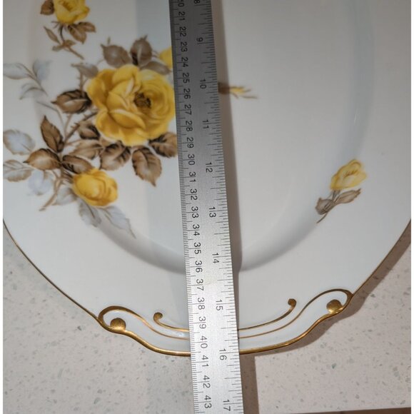Vintage Sango China Oval Serving Platter Gold Trim Yellow Rose Design - Picture 7 of 11